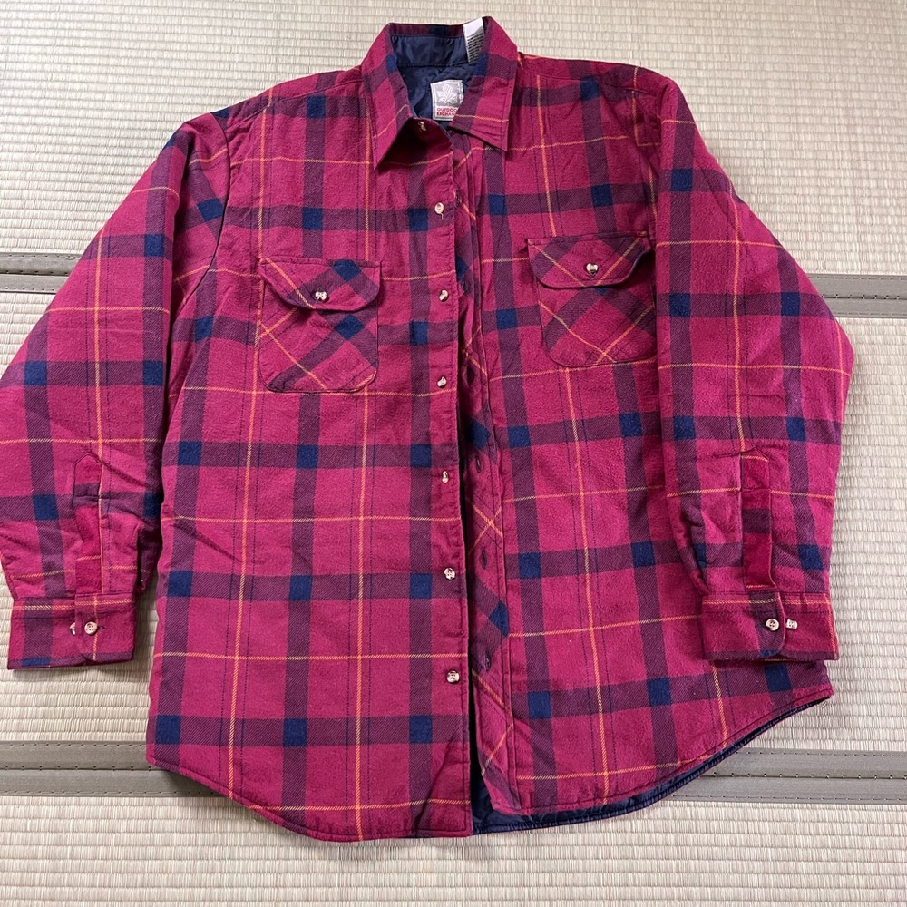 Red and Blue Casual Button Down Shirt with Plaid Design